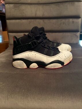 Nike Air Jordan 6 Rings Black White Red Boys Size 11c